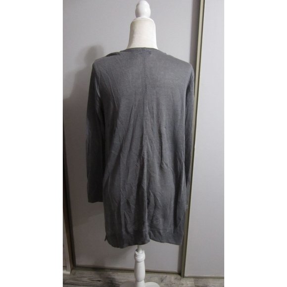 Tahari Grey Medium Linen Casual Open Cardigan - Picture 2 of 3